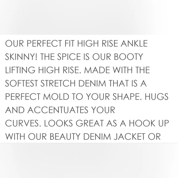 Celebrity Pink the Spice Jean 13/31 high rise ankle skinny with booty lift - Picture 9 of 9